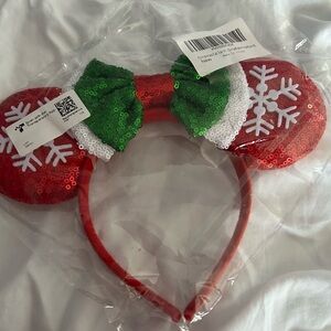 Festive Red & Green Sequin Holiday Ear Headband - Kids Costume Accessory